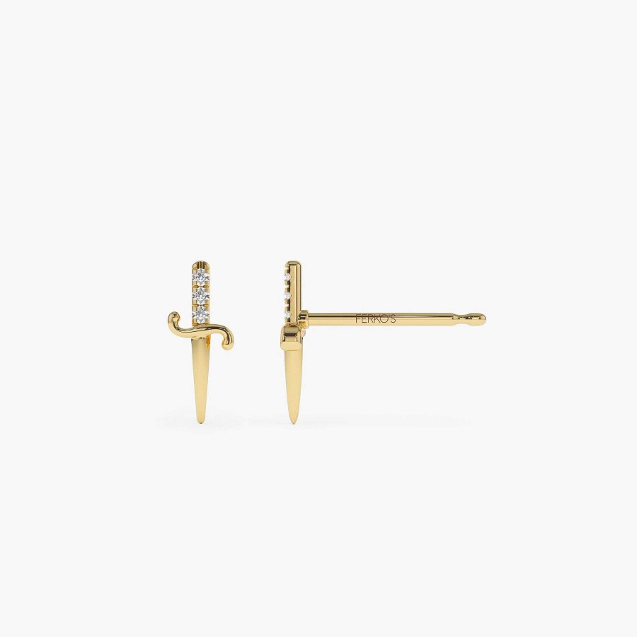 Earrings Ferkos Fine Jewelry | Mini Sword Diamond Earrings