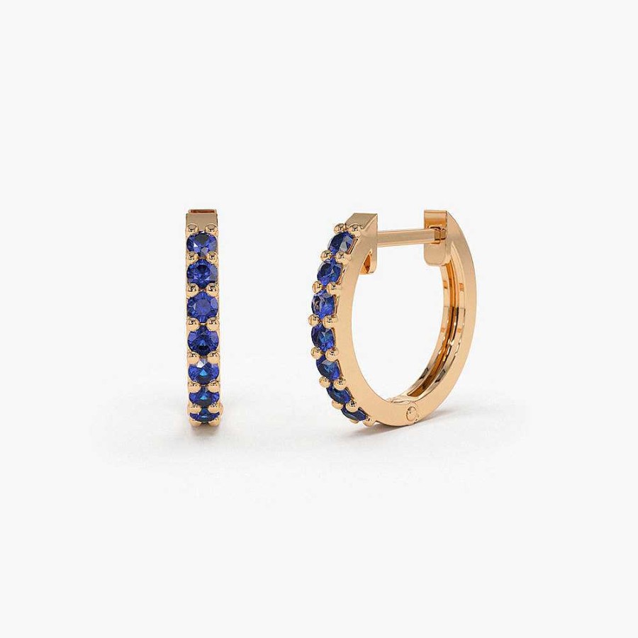 Earrings Ferkos Fine Jewelry | Sapphire Huggie Hoop Earrings