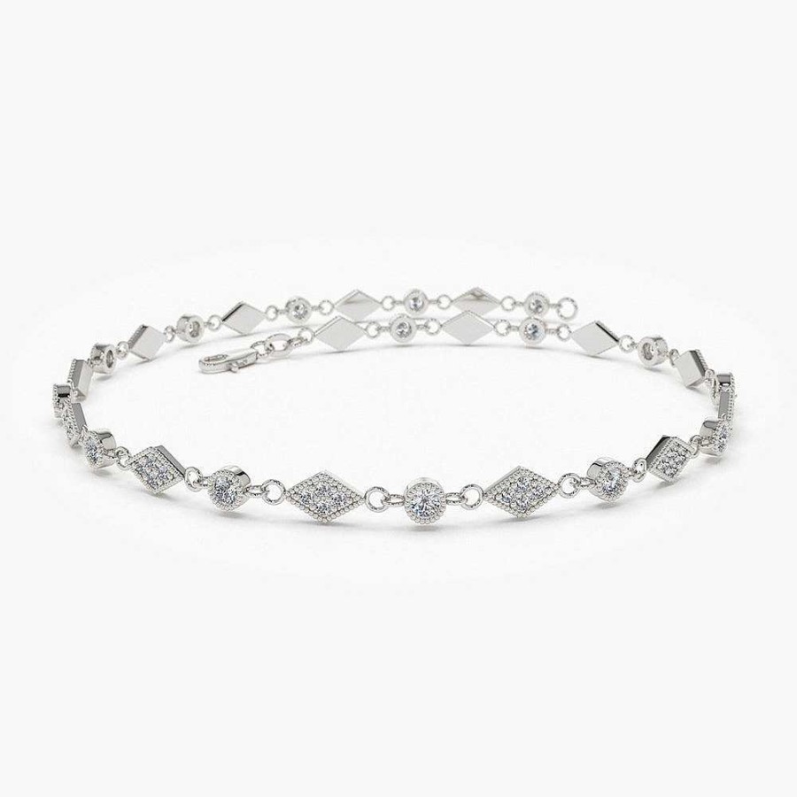 Bracelets Ferkos Fine Jewelry | 14K Art Deco Diamond Milgrain Bracelet