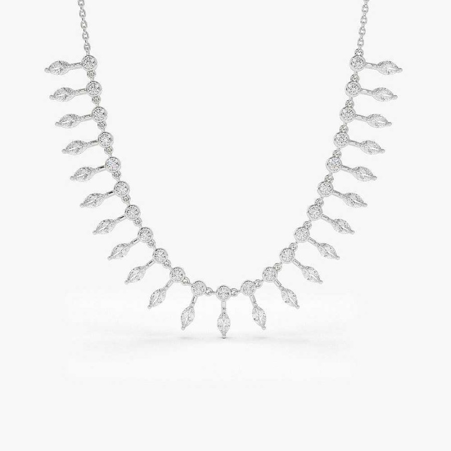 Necklaces Ferkos Fine Jewelry | Marquise And Round Diamonds Statement Piece Necklace