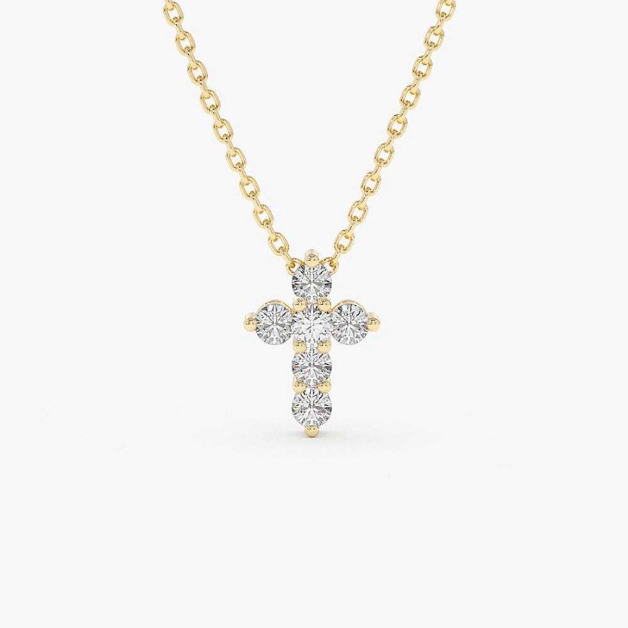 Necklaces Ferkos Fine Jewelry | 14K Large Diamond Cross