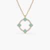 Necklaces Ferkos Fine Jewelry | 14K Turquoise And Diamond Clover Pendant Necklace