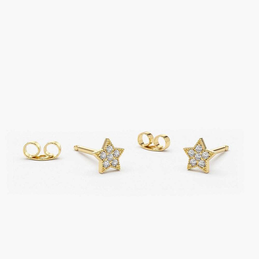 Earrings Ferkos Fine Jewelry | Tiny Diamond Star Studs