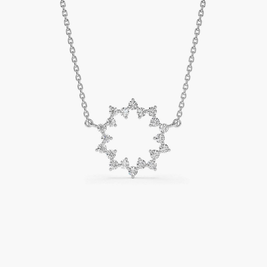 Necklaces Ferkos Fine Jewelry | 14K Diamond Sun Circle Necklace