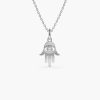 Necklaces Ferkos Fine Jewelry | 14K Diamond Hamsa Hand Protection Necklace