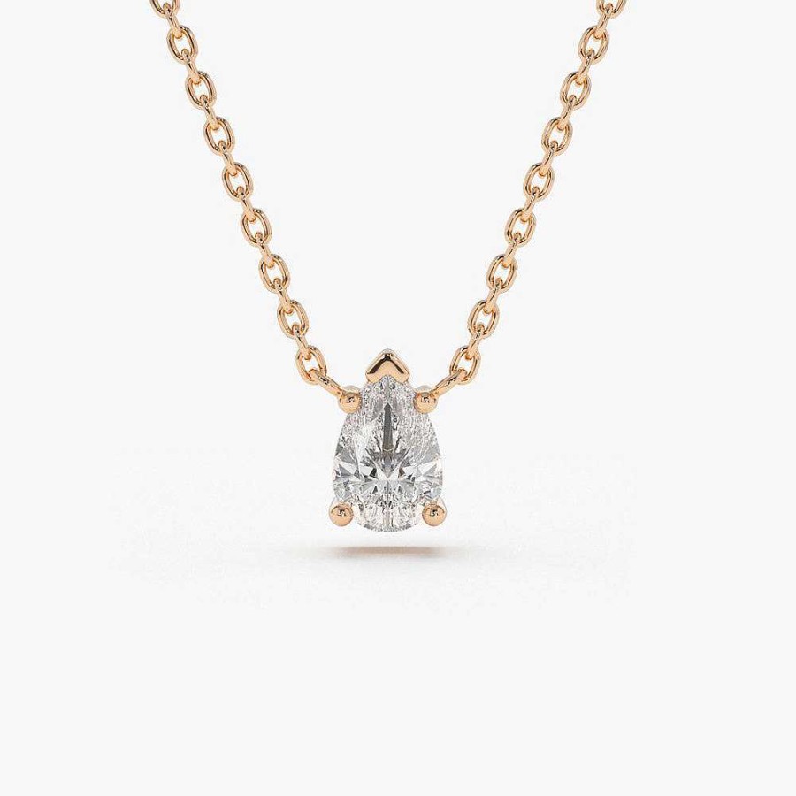 Necklaces Ferkos Fine Jewelry | Pear Shape Diamond Solitaire Necklace