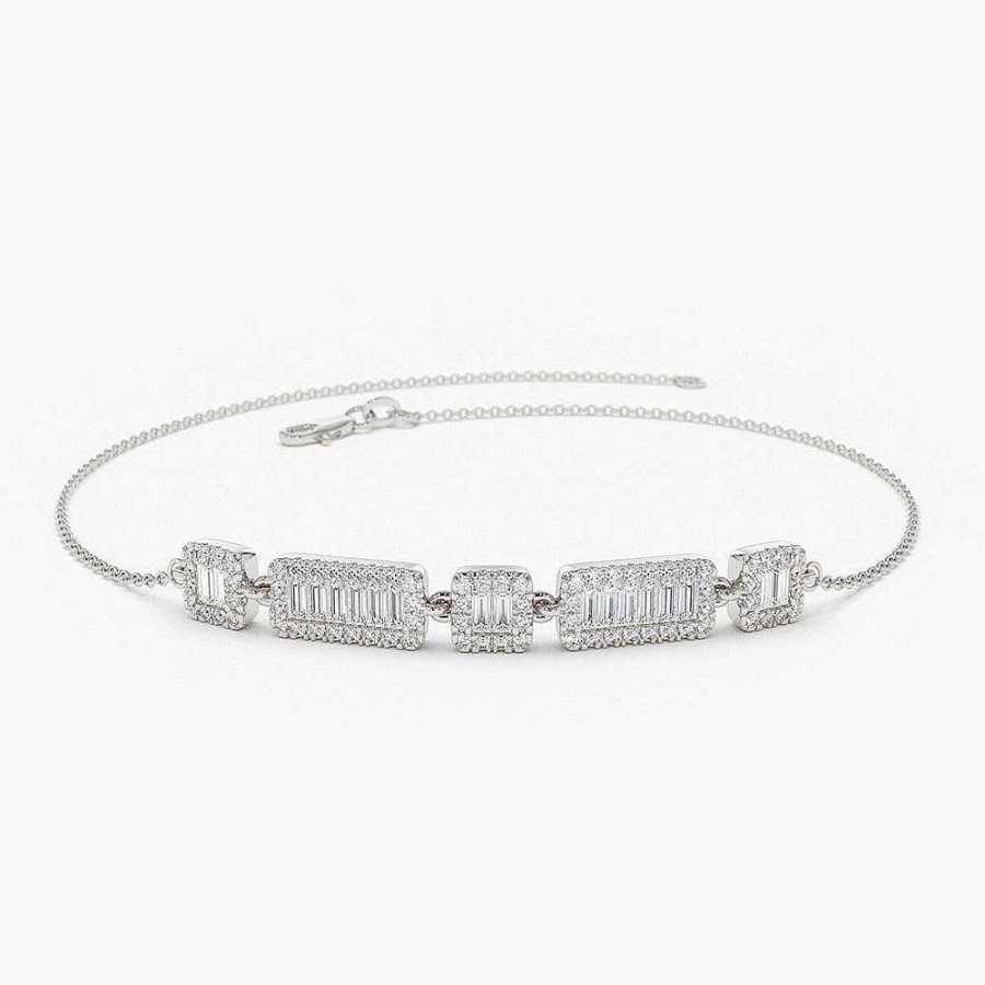 Bracelets Ferkos Fine Jewelry | 14K Baguette And Round Diamond Bracelet