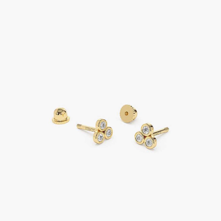 Earrings Ferkos Fine Jewelry | 14K Dainty Diamond Trio Helix Piercing