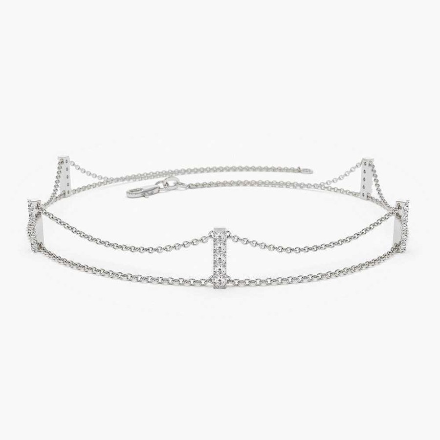 Bracelets Ferkos Fine Jewelry | 14K 5 Station Diamond Bar Bracelet