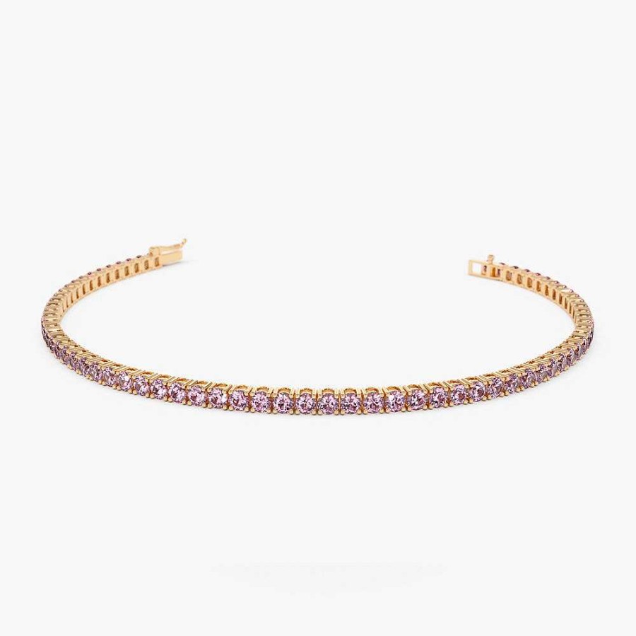 Bracelets Ferkos Fine Jewelry | 14K Prong Setting Pink Tourmaline Tennis Bracelet