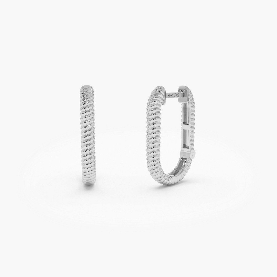 Earrings Ferkos Fine Jewelry | 14K Twisted Rope Paperclip Hoop Earrings