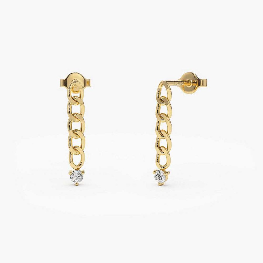 Earrings Ferkos Fine Jewelry | 14K Cuban Link Diamond Earrings