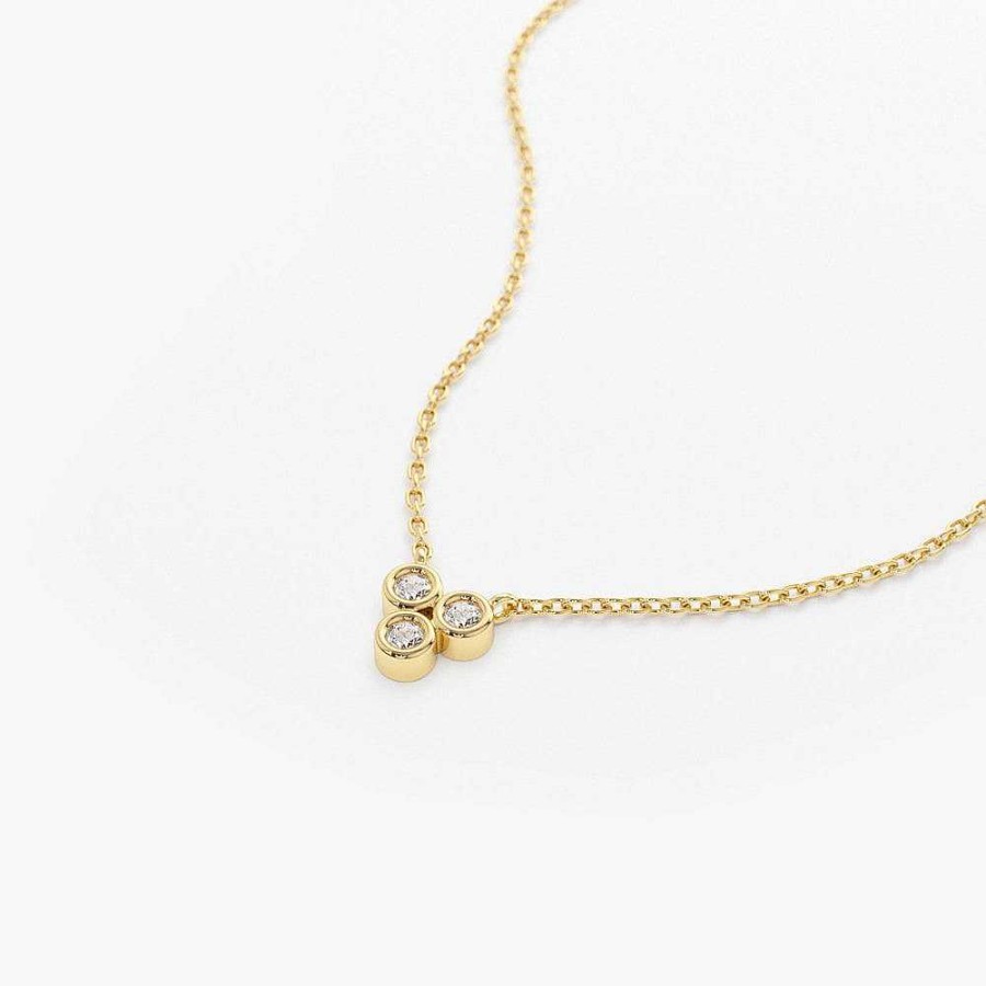 Necklaces Ferkos Fine Jewelry | 14K Bezel Set Trio Diamond Necklace