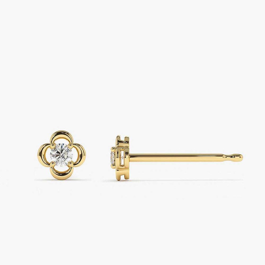 Earrings Ferkos Fine Jewelry | 14K Diamond Clover Earrings