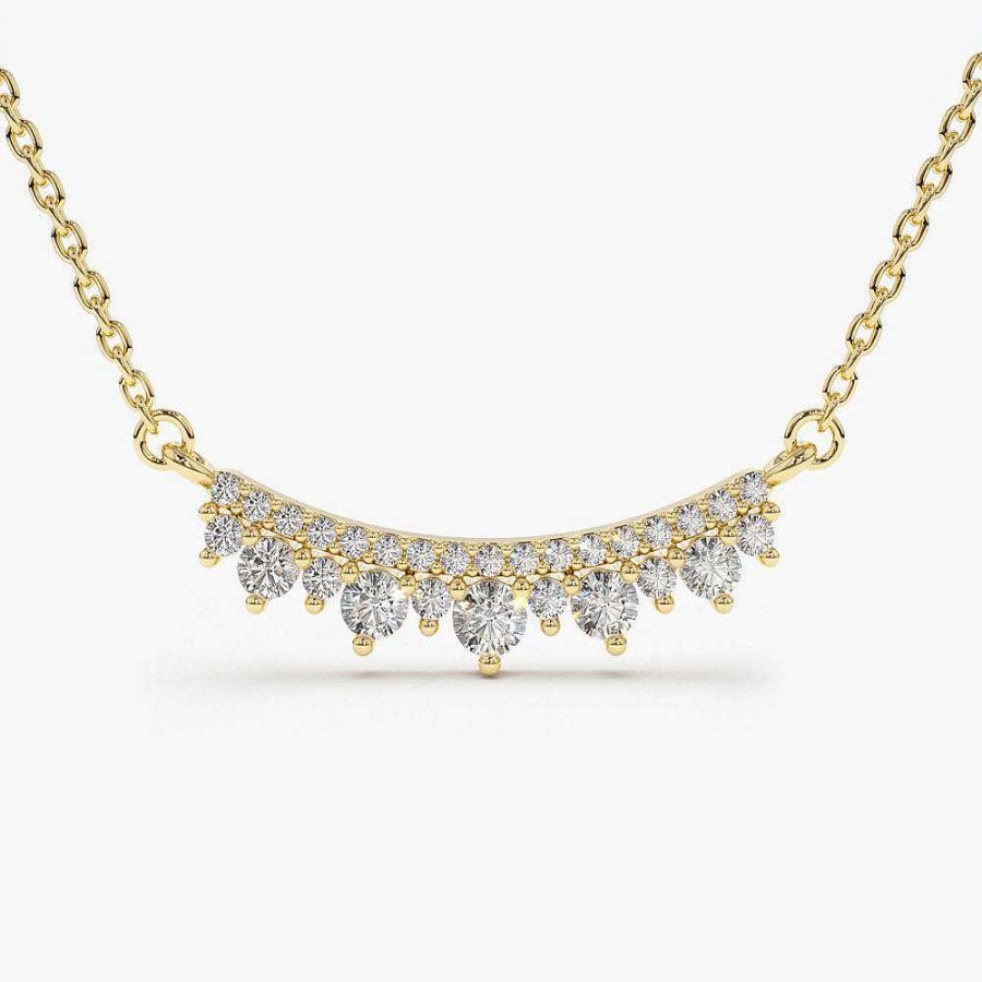 Necklaces Ferkos Fine Jewelry | Curved Bar Diamond Necklace