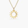 Necklaces Ferkos Fine Jewelry | 14K Solid Gold Sun Pendant Necklace