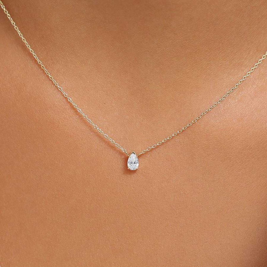 Necklaces Ferkos Fine Jewelry | Pear Shape Diamond Solitaire Necklace