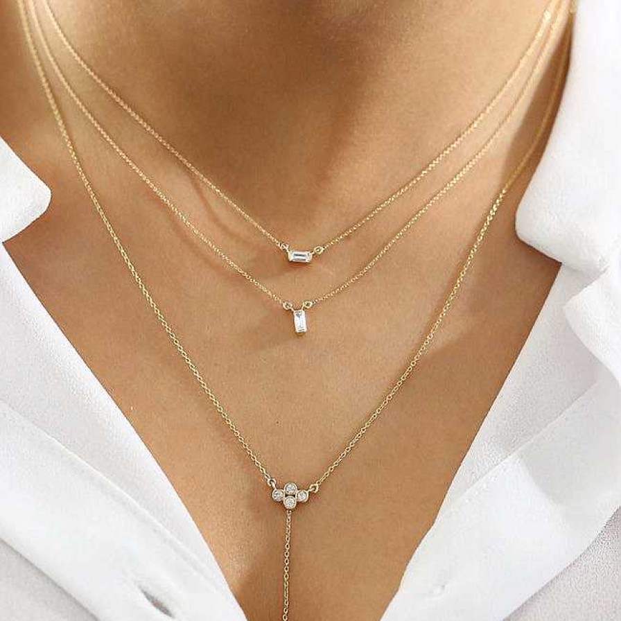 Necklaces Ferkos Fine Jewelry | Baguette Diamond Necklace