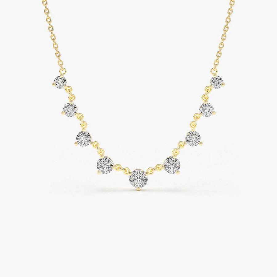 Necklaces Ferkos Fine Jewelry | 14K 1.05 Ctw Solitaire Diamond Graduating Necklace