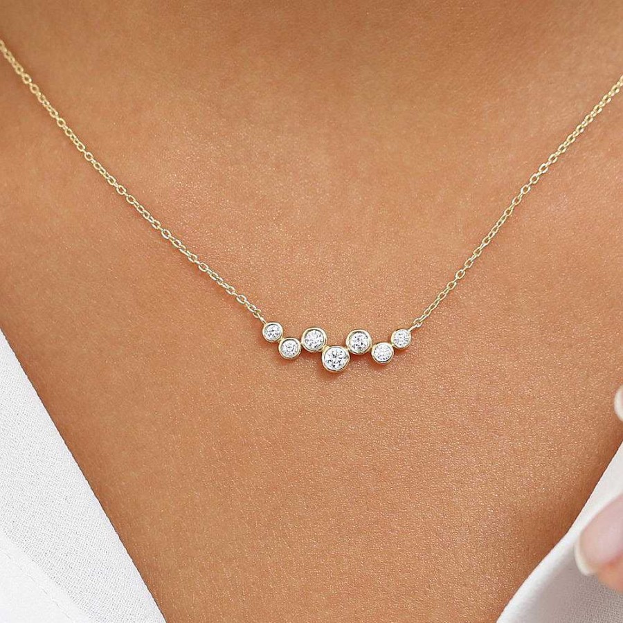 Necklaces Ferkos Fine Jewelry | Floating Diamond Bubble Necklace