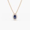 Necklaces Ferkos Fine Jewelry | 14K Sapphire Necklace With Halo Diamonds Necklace