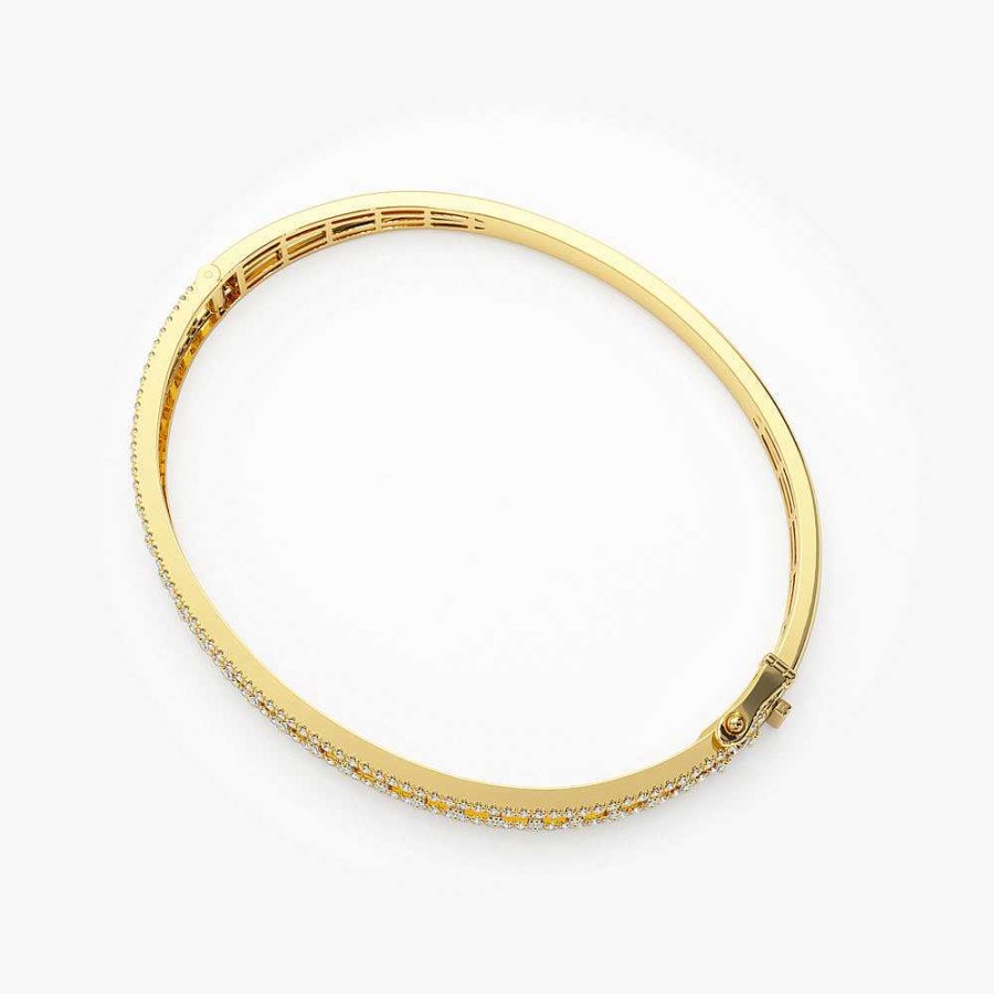 Bracelets Ferkos Fine Jewelry | 14K Baguette & Round Diamond Bangle Bracelet