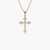 Necklaces Ferkos Fine Jewelry | 14K Diamond Cross Charm 0.45 Ctw