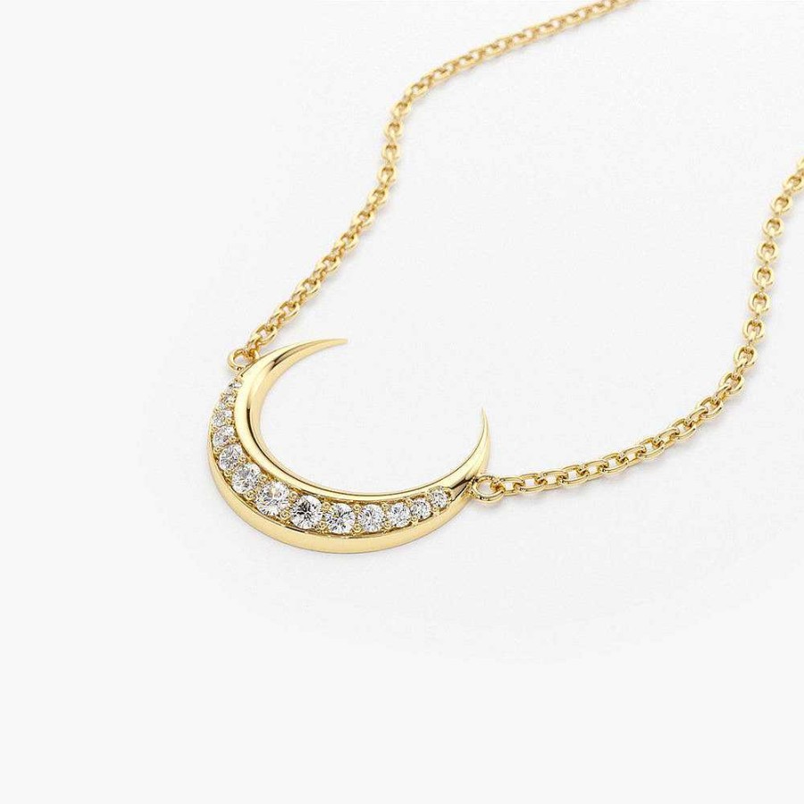 Necklaces Ferkos Fine Jewelry | Diamond Crescent Moon Necklace