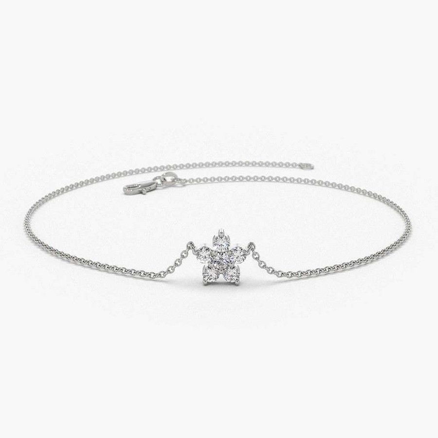 Bracelets Ferkos Fine Jewelry | Diamond Flower Charm Bracelet