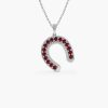 Necklaces Ferkos Fine Jewelry | 14K Ruby And Diamond Horseshoe Pendant