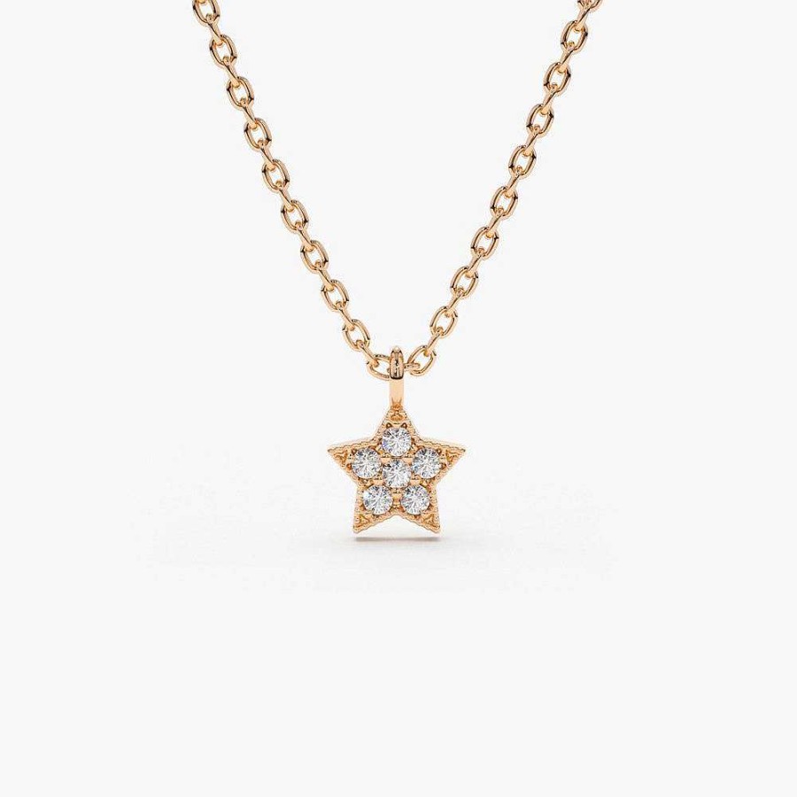 Necklaces Ferkos Fine Jewelry | Diamond Star Charm Necklace