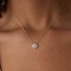 Necklaces Ferkos Fine Jewelry | 14K Baguette Diamond Necklace In Halo Setting