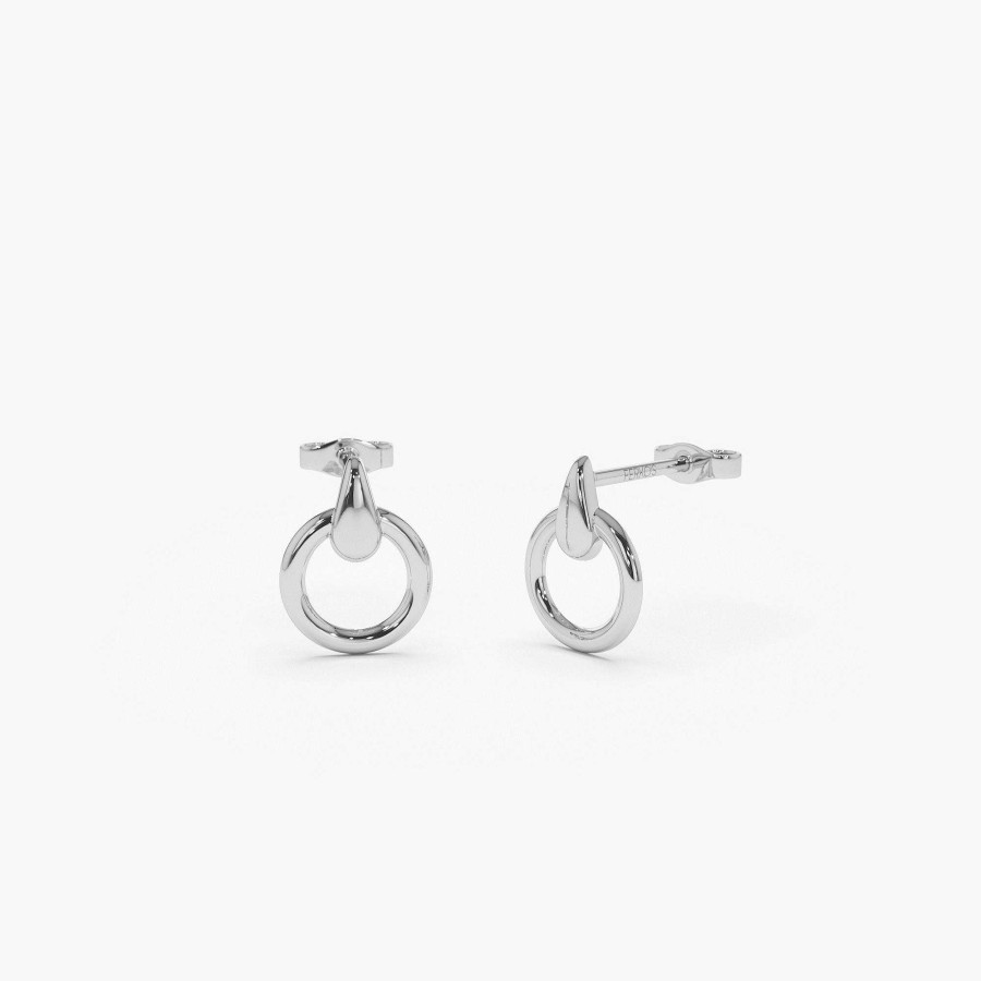 Earrings Ferkos Fine Jewelry | 14K Dainty Circle Drop Earrings