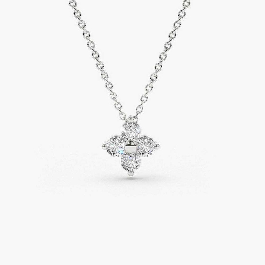 Necklaces Ferkos Fine Jewelry | Diamond Clover Necklace