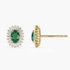 Earrings Ferkos Fine Jewelry | 14K Emerald And Baguette Diamond Ballerina Stud Earrings