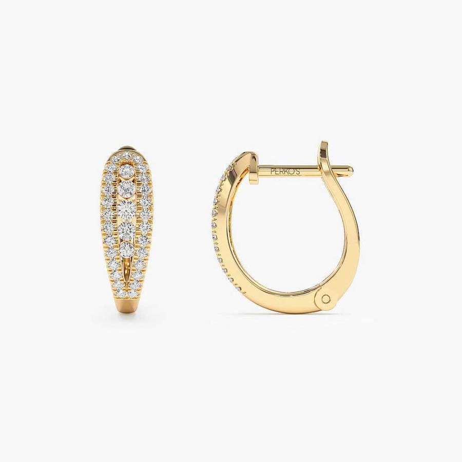 Earrings Ferkos Fine Jewelry | 14K Cute Diamond Huggie Earrings