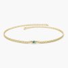 Bracelets Ferkos Fine Jewelry | 14K 2Mm Curb Link Marquise Emerald Bracelet