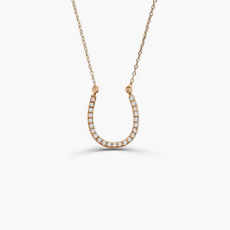 Necklaces Ferkos Fine Jewelry | 14K Diamond Large Horseshoe Necklace