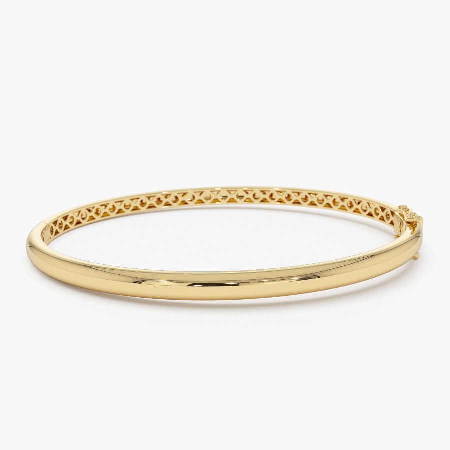 Bracelets Ferkos Fine Jewelry | 14K 3.5Mm Dome Gold Bangle Bracelet