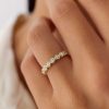 Rings Ferkos Fine Jewelry | 14K 9 Diamond Half Eternity Wedding Ring 0.55Ctw