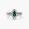 Rings Ferkos Fine Jewelry | 14K Marquise Shaped Emerald Ring With Nesting Diamond Bands