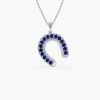 Necklaces Ferkos Fine Jewelry | 14K Sapphire And Diamond Horseshoe Pendant