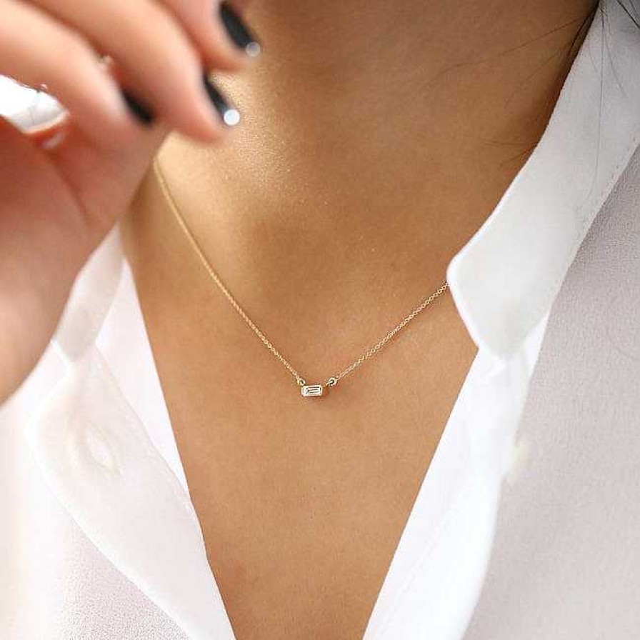 Necklaces Ferkos Fine Jewelry | Baguette Diamond Necklace