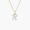 Necklaces Ferkos Fine Jewelry | 14K Diamond Script Initial Necklace