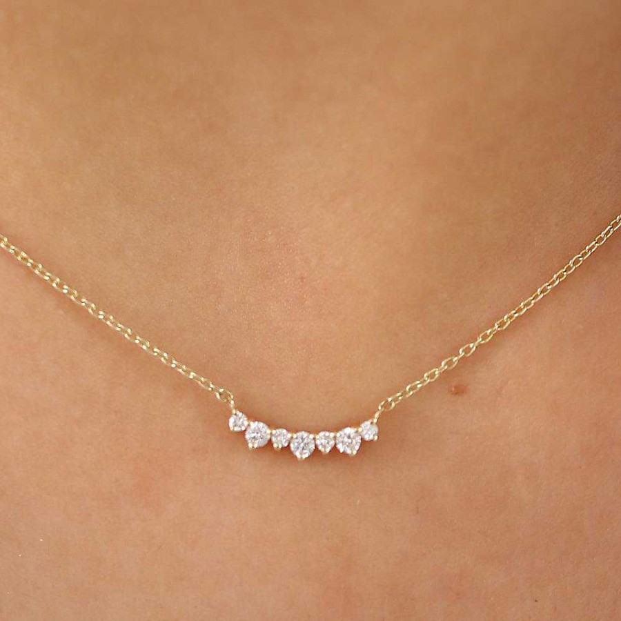 Necklaces Ferkos Fine Jewelry | Curved Diamond Cluster Necklace