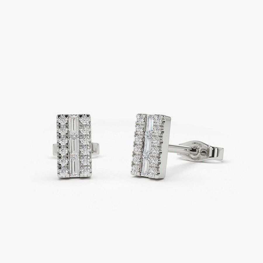 Earrings Ferkos Fine Jewelry | 14K Baguette Diamond Bar Earrings