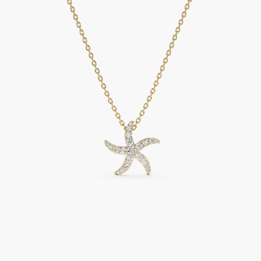 Necklaces Ferkos Fine Jewelry | Diamond Starfish Charm Pendant