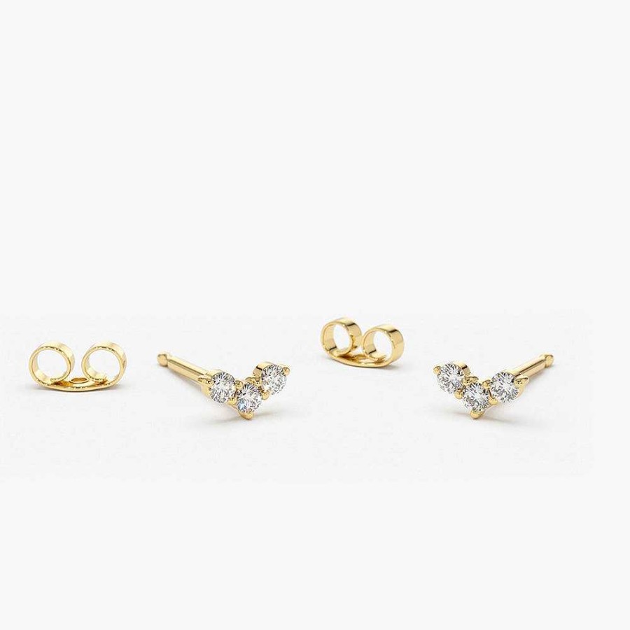 Earrings Ferkos Fine Jewelry | Mini Trio Diamond Stud Earrings