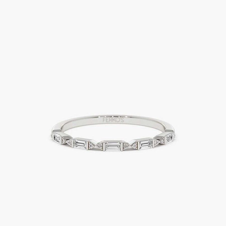 Rings Ferkos Fine Jewelry | 14K Stackable Dainty Baguette Diamond Ring