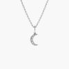 Necklaces Ferkos Fine Jewelry | 14K Dainty Crescent Moon Diamond Charm